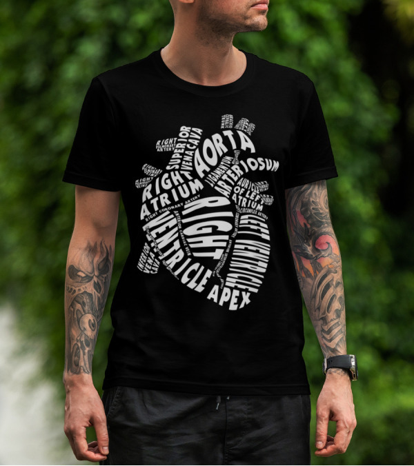 Anatomical Heart Anatomy Aorta Ventricle Atrium Cardiac Nurse Parts T-Shirt