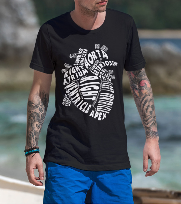 Anatomical Heart Anatomy Aorta Ventricle Atrium Cardiac Nurse Parts T-Shirt