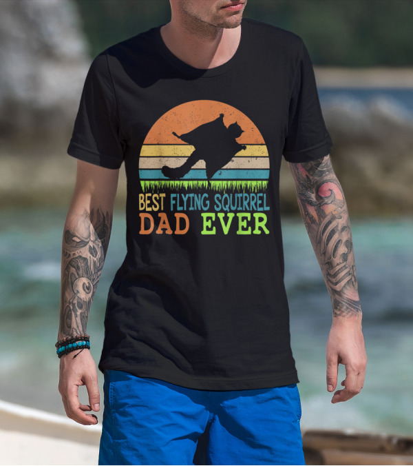 Best Flying Squirrel Dad Ever Retro Sunset T-Shirt