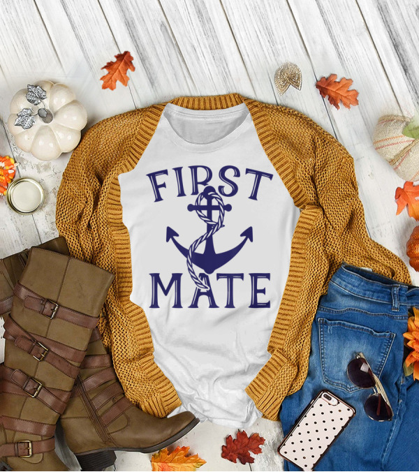 First Mate Nautical Anchor Sailing Boat T-Shirt