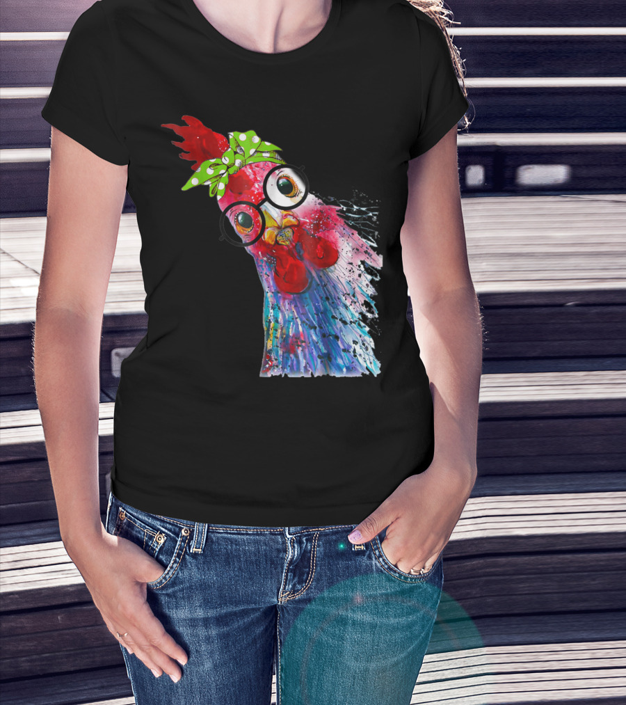 Funny Chicken Lover Hen Farmer Glasses Bandana T-Shirt