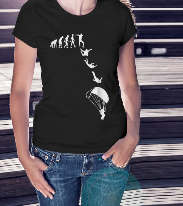 Funny Skydiving Skydiver Parachuting Evolution Of Man T-Shirt