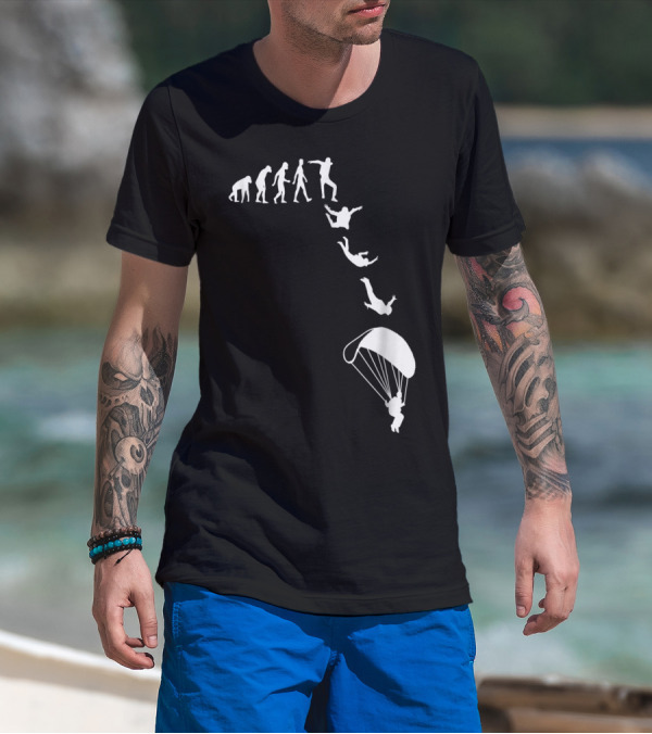 Funny Skydiving Skydiver Parachuting Evolution Of Man T-Shirt