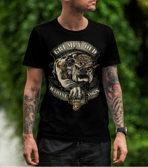 Grumpy Old Marine Corps Devil Dog USMC Veteran T-Shirt