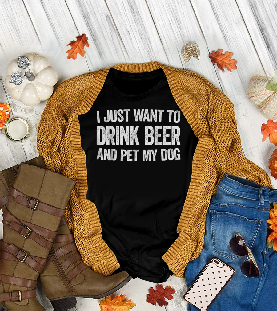 Drink Beer And Pet My Dog Relaxing Vibes T-Shirt