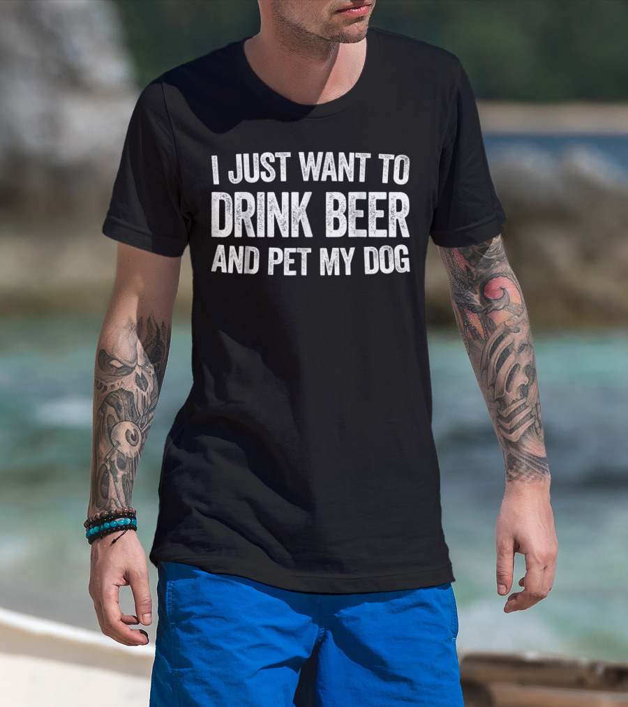 Drink Beer And Pet My Dog Relaxing Vibes T-Shirt