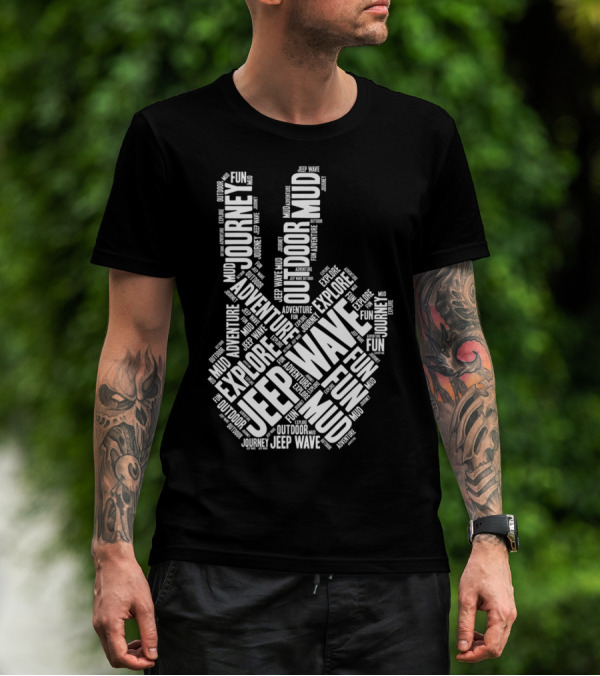 Jeep Wave Adventure Explore Outdoor Journey Mud Fun Peace Sign T-Shirt