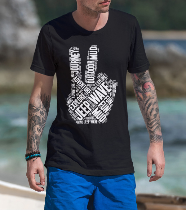 Jeep Wave Adventure Explore Outdoor Journey Mud Fun Peace Sign T-Shirt