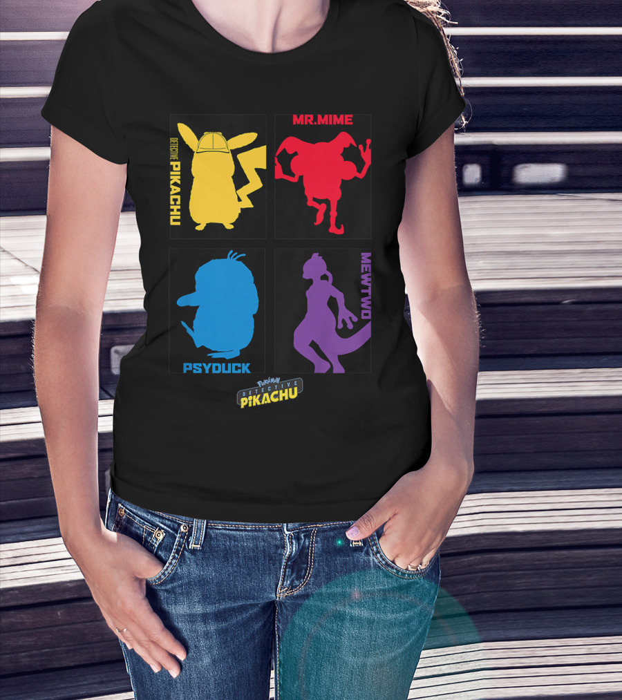 Detective Pikachu Mr. Mime Psyduck Mewtwo Pokémon Kids T-Shirt