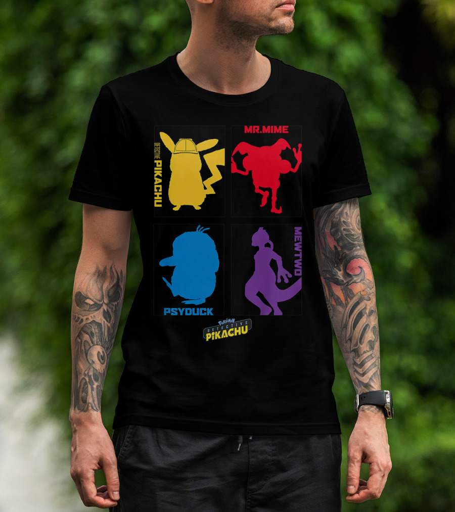 Detective Pikachu Mr. Mime Psyduck Mewtwo Pokémon Kids T-Shirt
