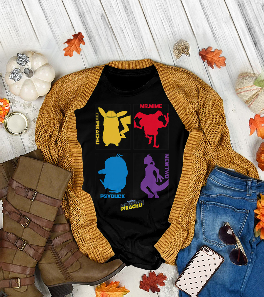 Detective Pikachu Mr. Mime Psyduck Mewtwo Pokémon Kids T-Shirt