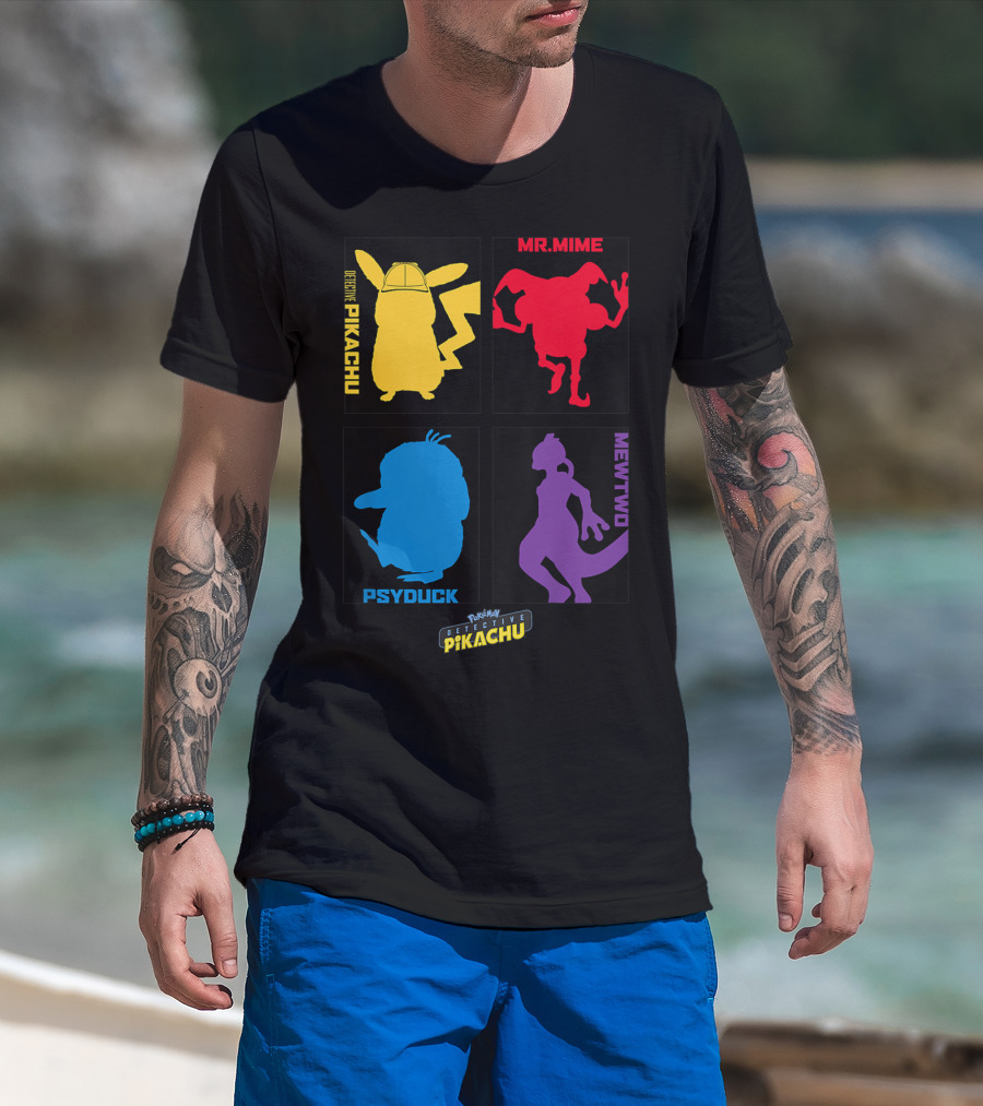 Detective Pikachu Mr. Mime Psyduck Mewtwo Pokémon Kids T-Shirt
