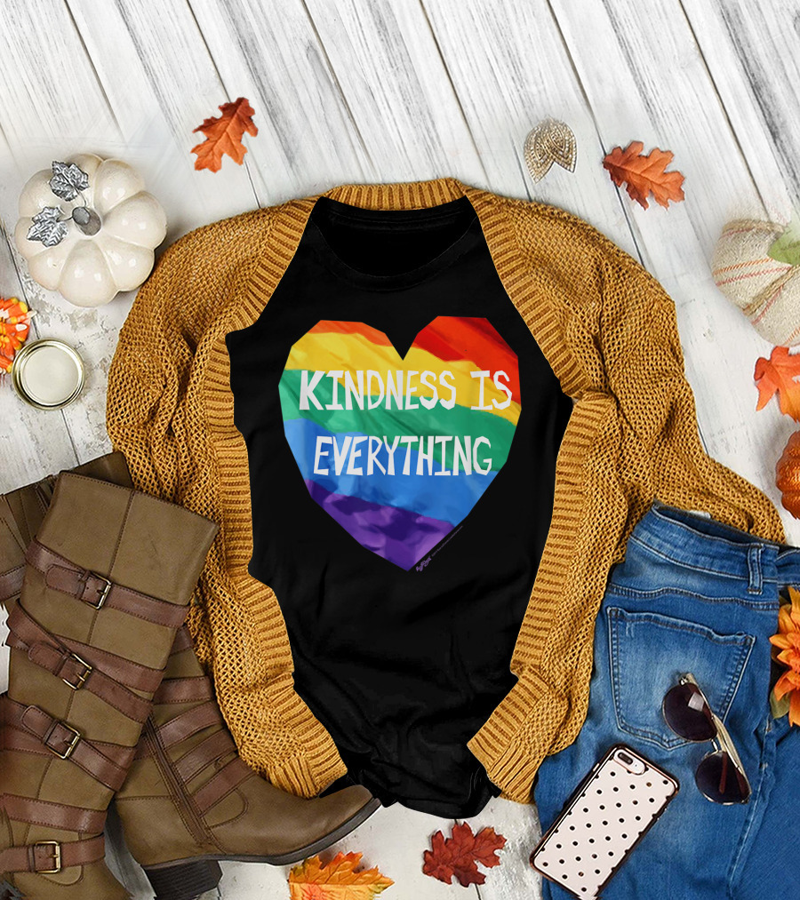 Kindness Is Everything Rainbow Heart Flag LGBT T-Shirt