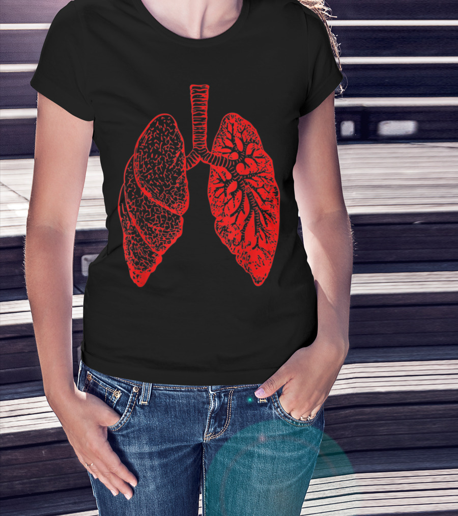 Anatomy Drawing Pulmonologist Respiratory Lungs Red T-Shirt