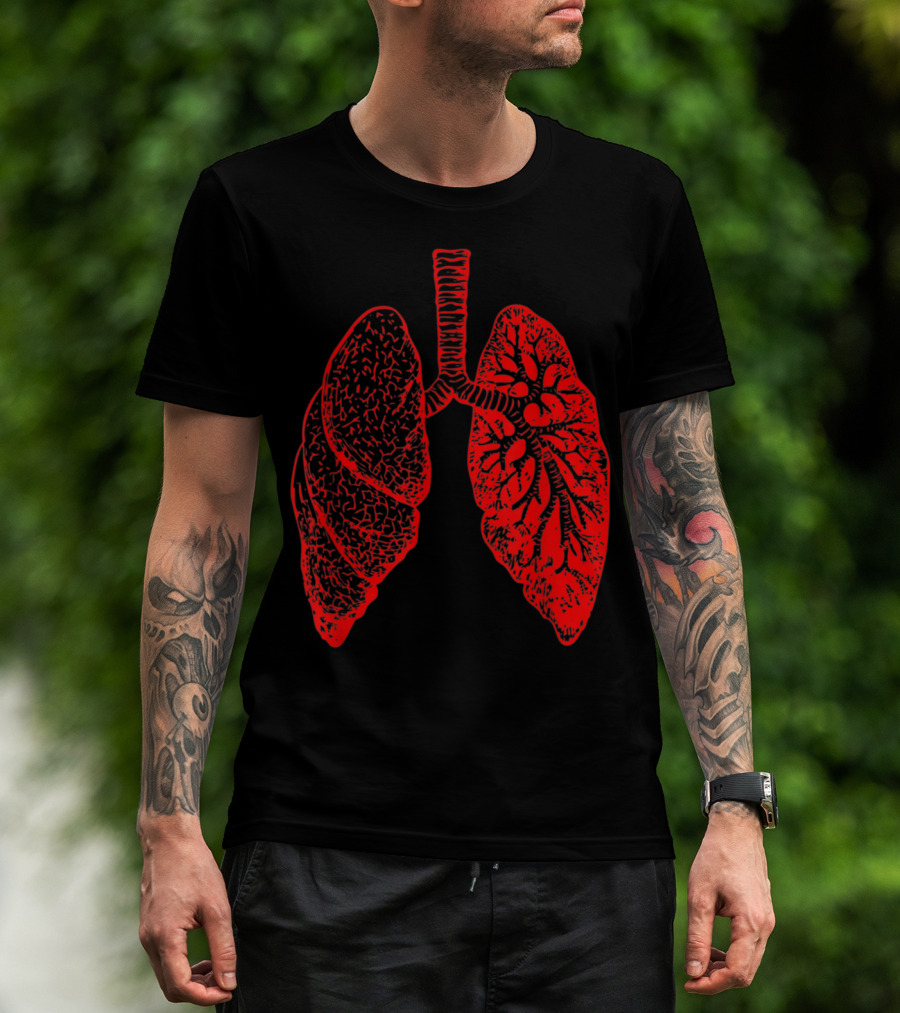 Anatomy Drawing Pulmonologist Respiratory Lungs Red T-Shirt