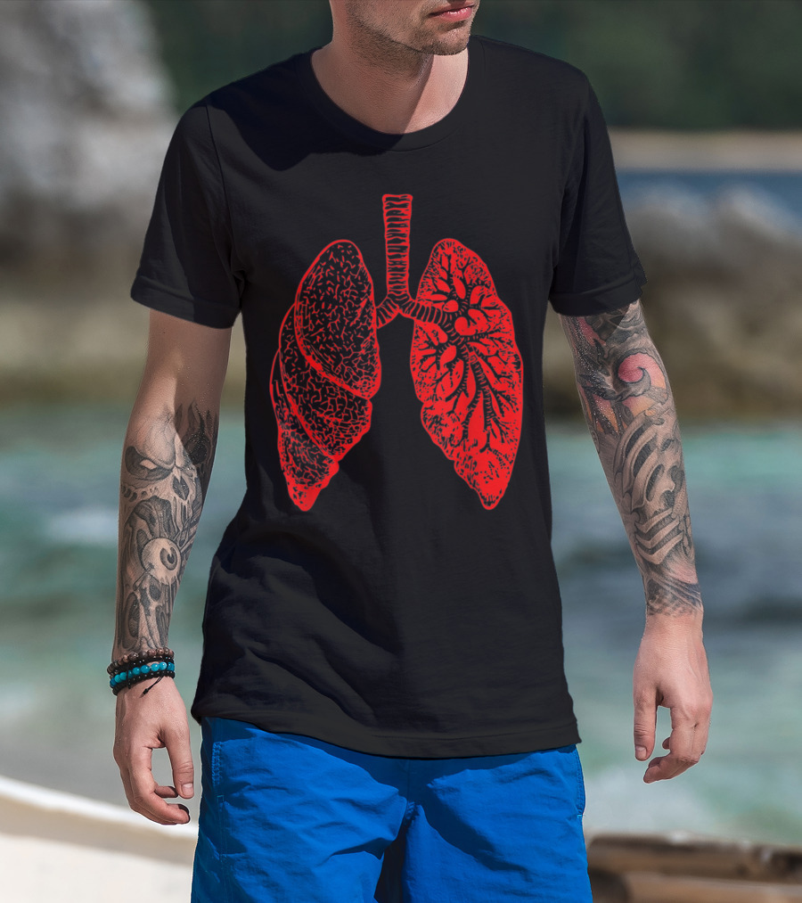 Anatomy Drawing Pulmonologist Respiratory Lungs Red T-Shirt