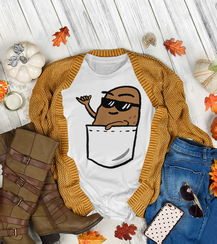 Awesome Hang Loose Potato Shaka in Pocket T-Shirt