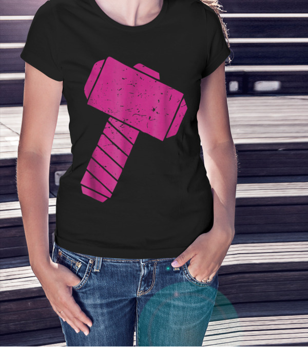 Distressed Magenta Mjolnir Thor's Hammer Odin Mythology T-Shirt