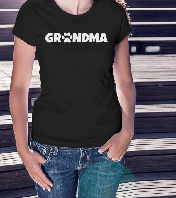 Grandma Paw Print Doggie Puppy Lover Grandmother Nana T-Shirt