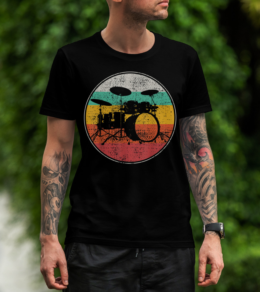 Drumset Vintage Retro Drums Drummer Band T-Shirt