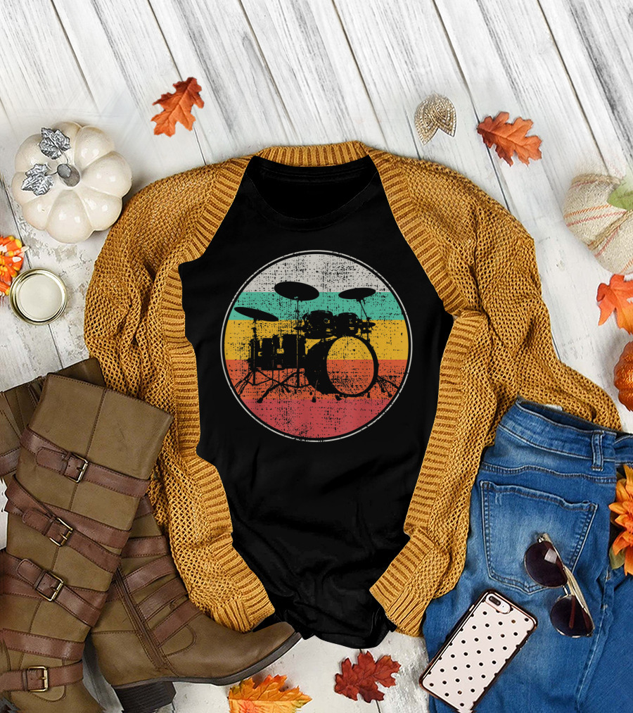 Drumset Vintage Retro Drums Drummer Band T-Shirt