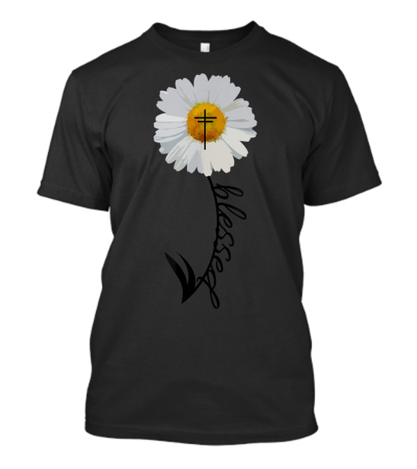 Blessed Cross Christian Religious Daisy Trendy T-Shirt