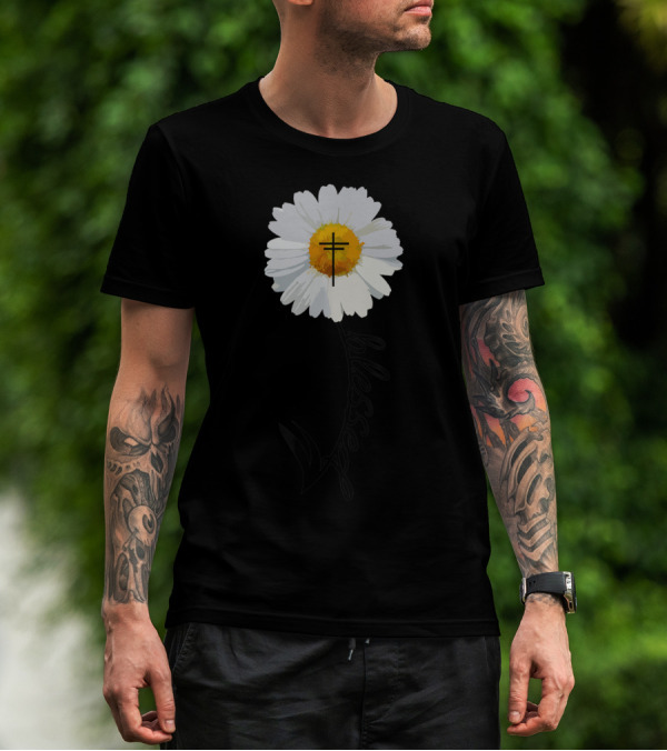 Blessed Cross Christian Religious Daisy Trendy T-Shirt