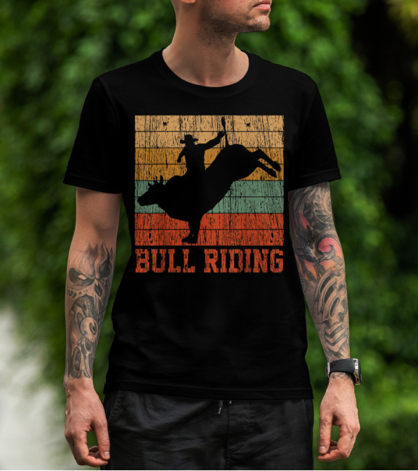 Bull Riding Vintage Rodeo Western Country Retro Cowboy T-Shirt