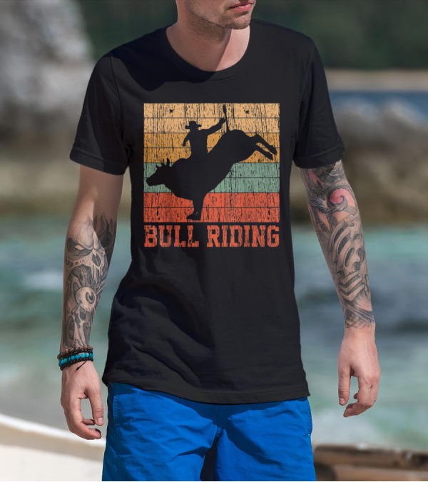 Bull Riding Vintage Rodeo Western Country Retro Cowboy T-Shirt