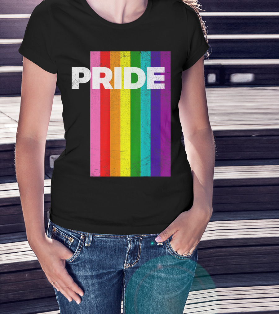 PRIDE Distressed Rainbow Stripes T-Shirt