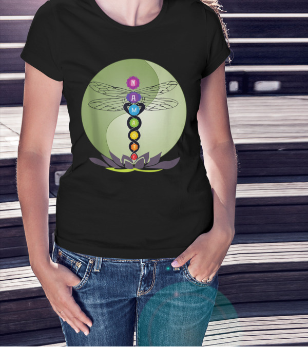 Namaste Chakra Dragonfly With Lotus And Yin Yang T-Shirt