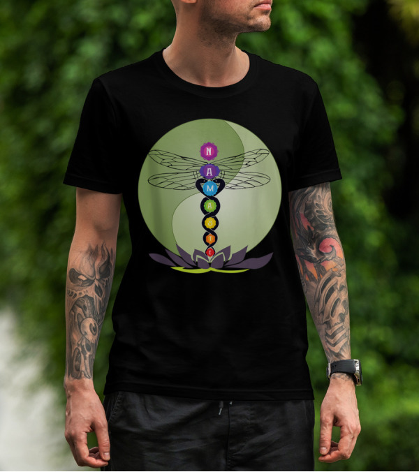 Namaste Chakra Dragonfly With Lotus And Yin Yang T-Shirt
