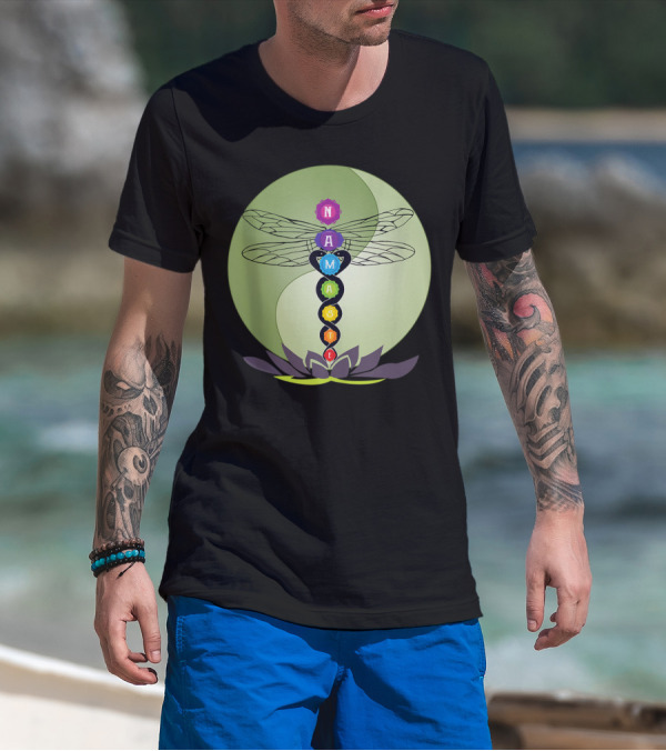 Namaste Chakra Dragonfly With Lotus And Yin Yang T-Shirt