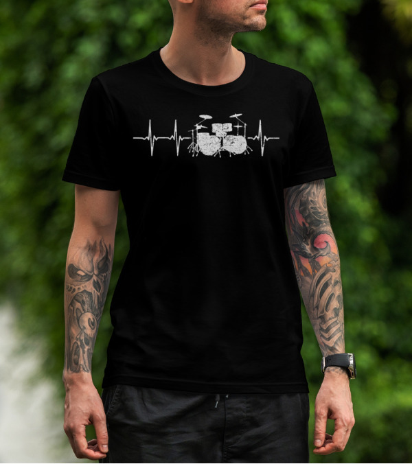 Heartbeat Drums Rock Music Lover Band T-Shirt