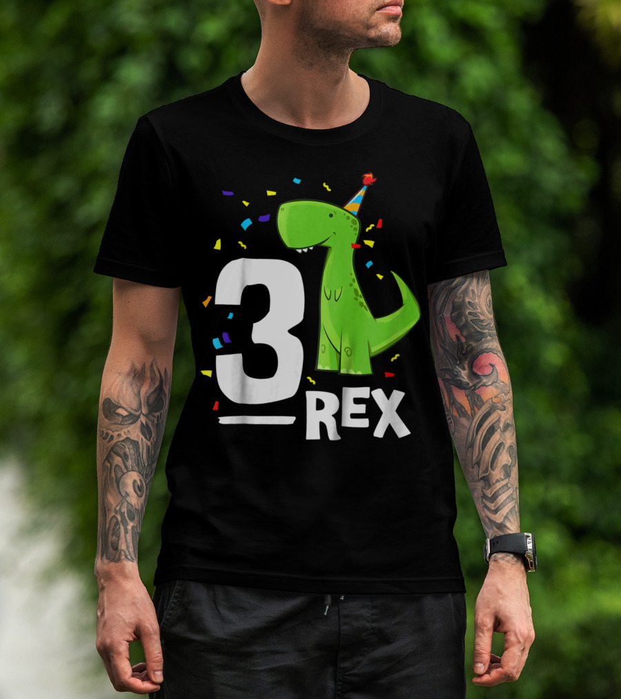 3 Rex Kids Threerex Birthday Party Dinosaur T-Shirt