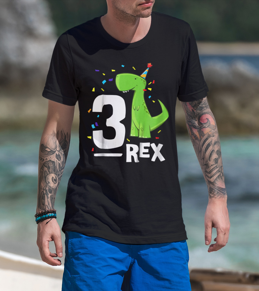 3 Rex Kids Threerex Birthday Party Dinosaur T-Shirt