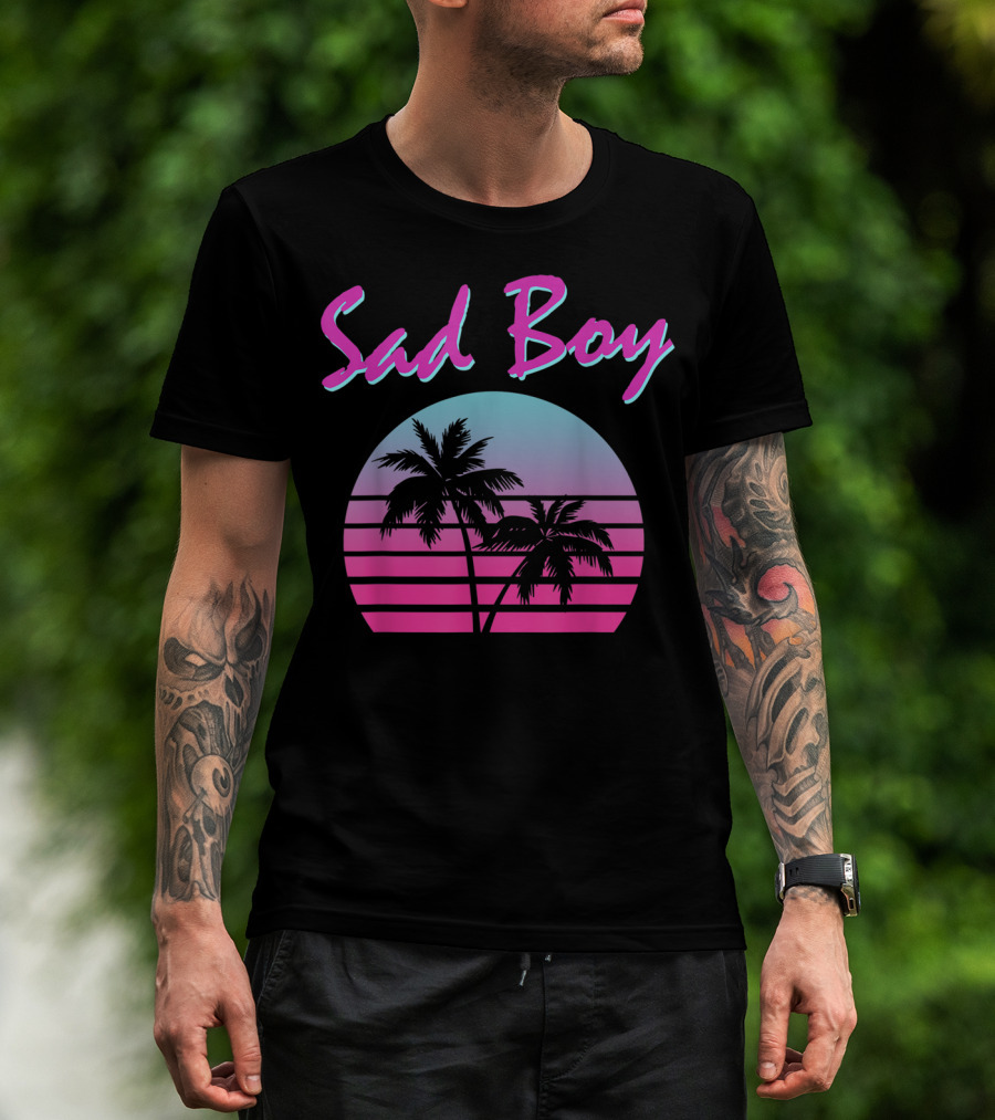Sad Boy Aesthetic Vaporwave 90s 80s Palm Trees Sunset T-Shirt