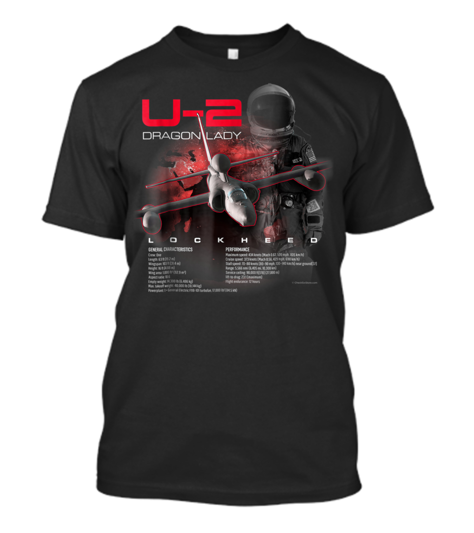 U-2 Dragon Lady Lockheed Spy Plane Pilot And Aircraft Performance Data T-Shirt