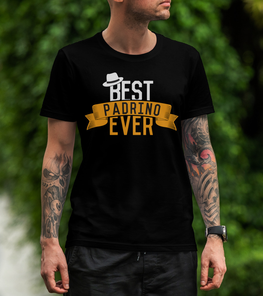 Best Padrino Ever Godfather Favorito With White Hat Banner T-Shirt