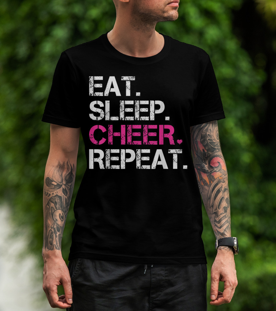 EAT SLEEP CHEER REPEAT CHEERLEADING CHEERLEADER T-Shirt