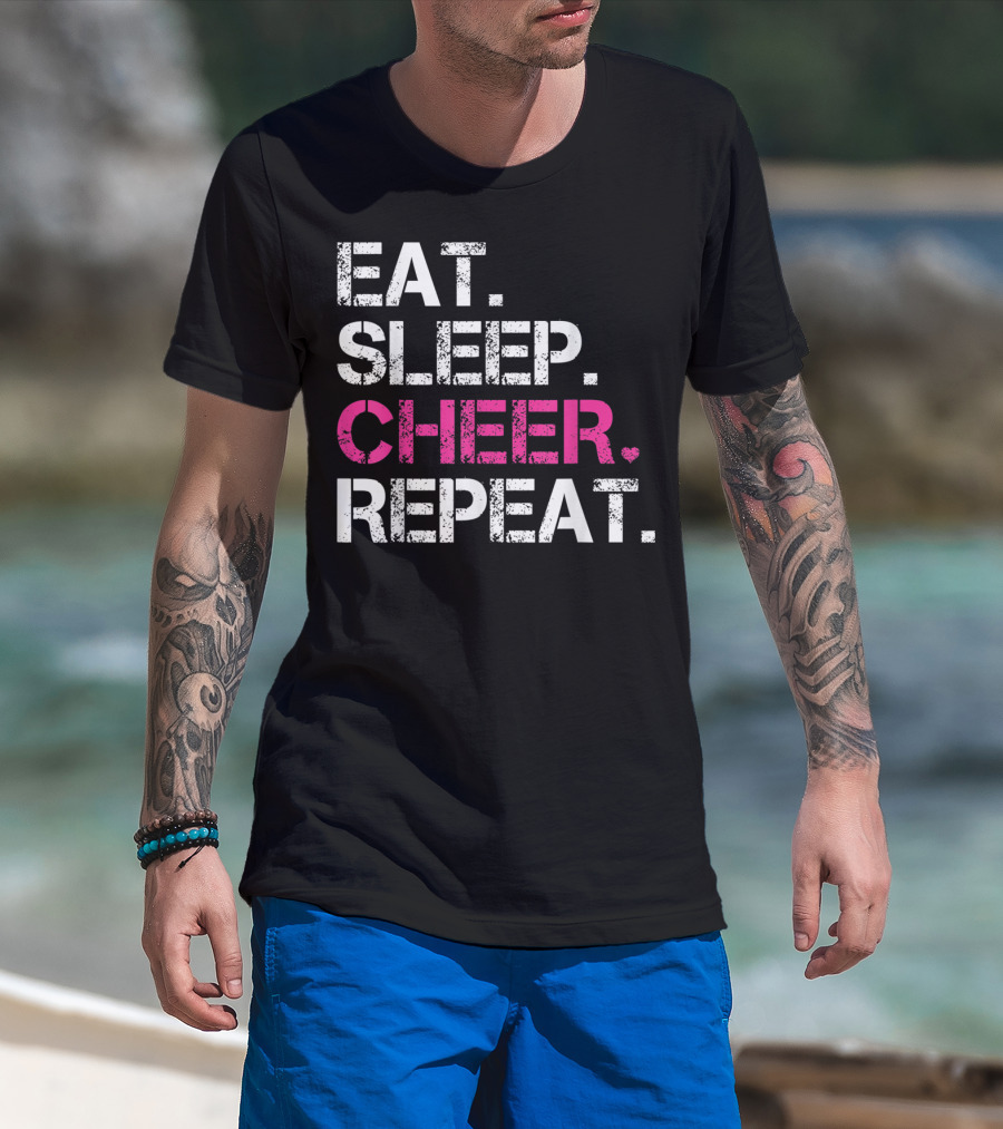 EAT SLEEP CHEER REPEAT CHEERLEADING CHEERLEADER T-Shirt