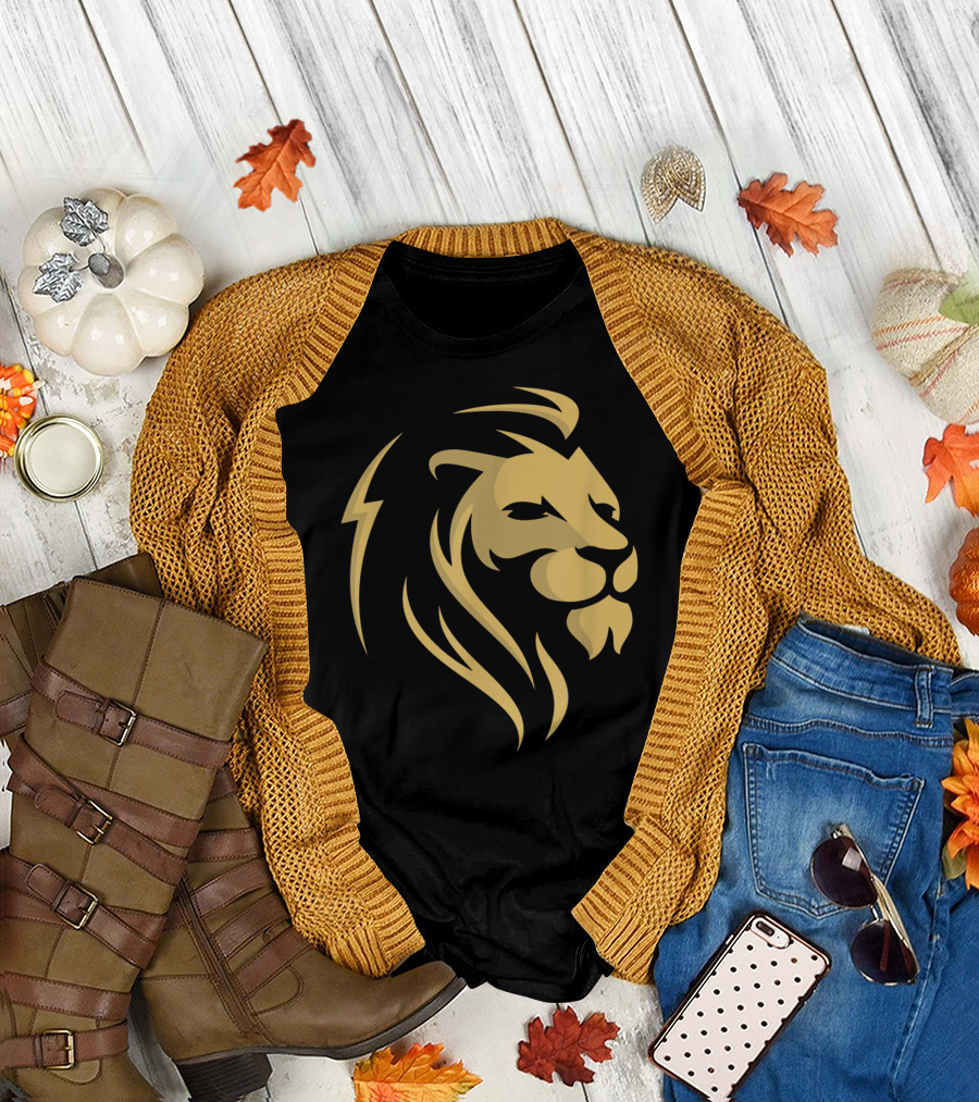 Gold Wilderness Lion Majestic Emblem T-Shirt