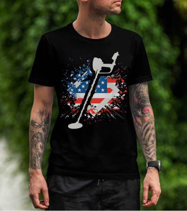 American Pride Patriotic Flag Metal Detector T-Shirt