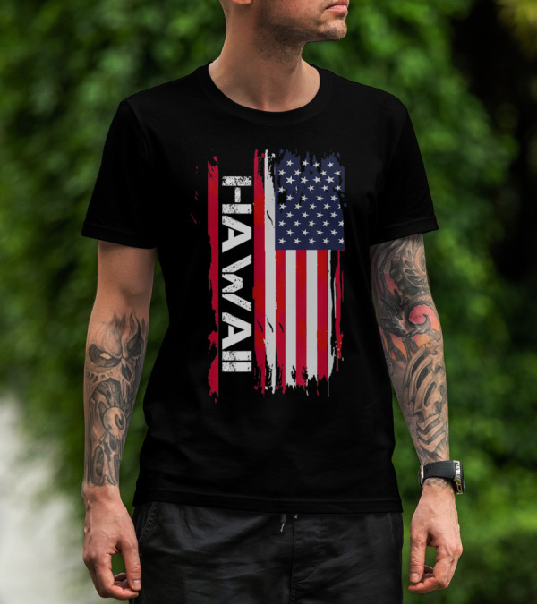 Hawaii USA Flag Vertical Stripes T-Shirt