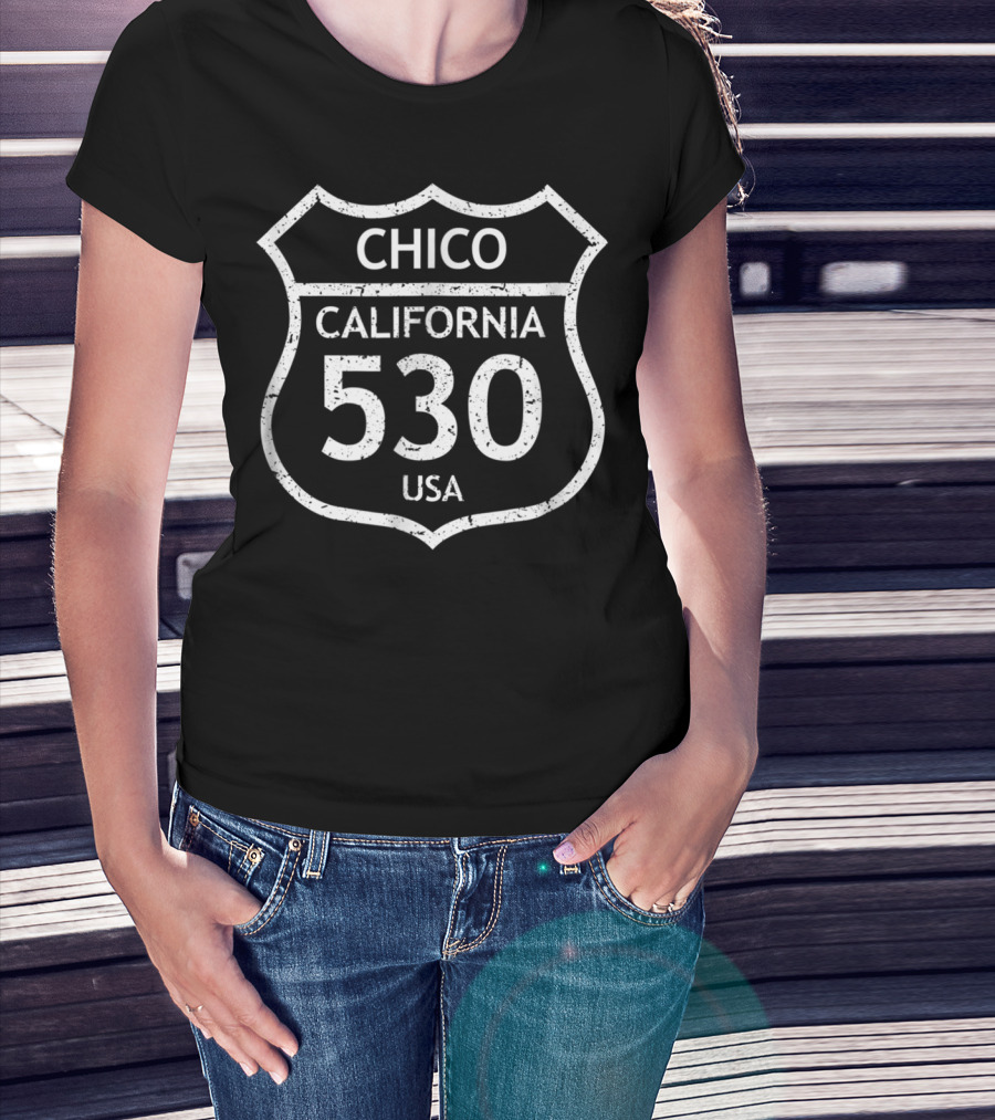 Chico California USA 530 Area Code Route Sign T-Shirt