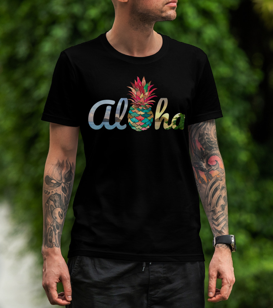 Aloha Pineapple Mermaid Coral Hawaii Girls T-Shirt