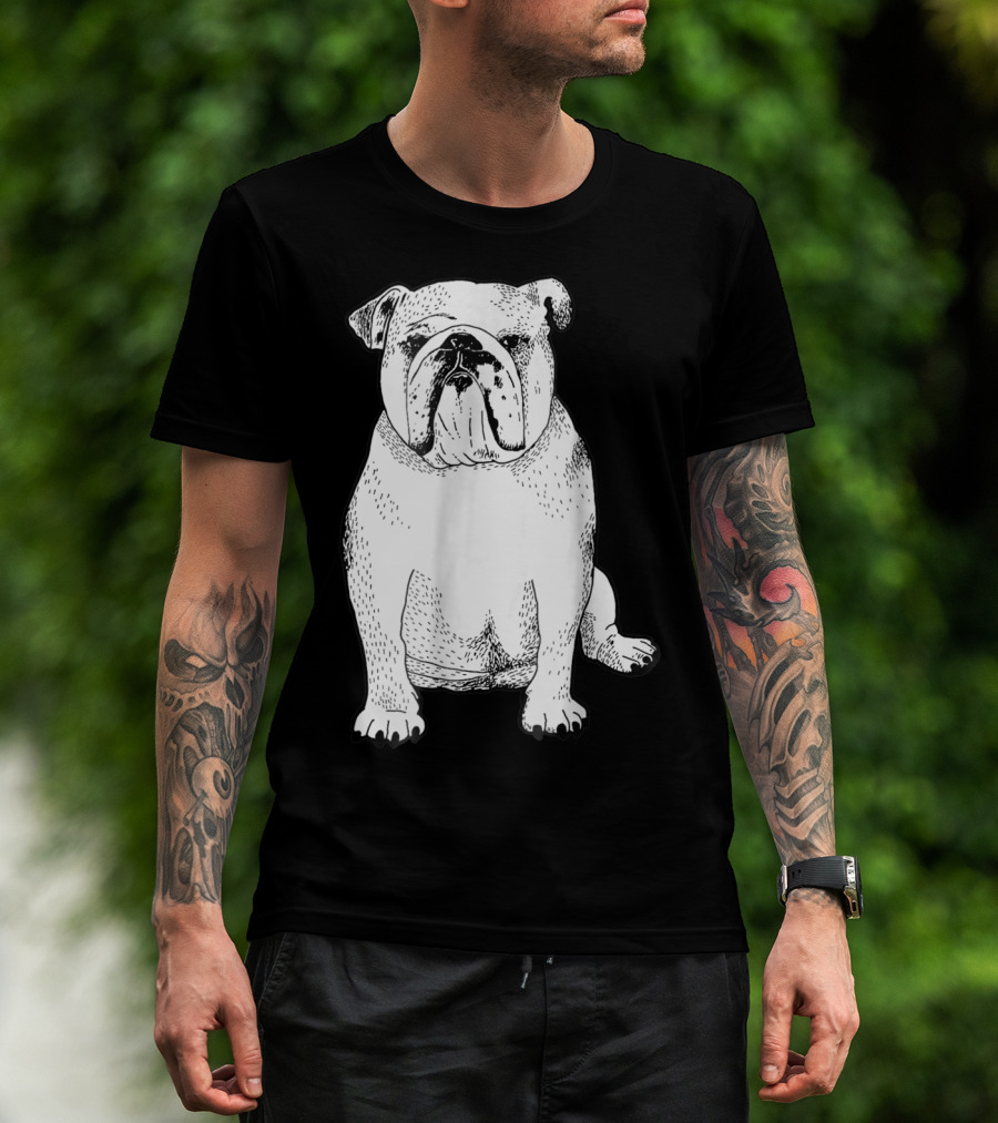 English Bulldog Dog Lover Owner Art Sketch T-Shirt