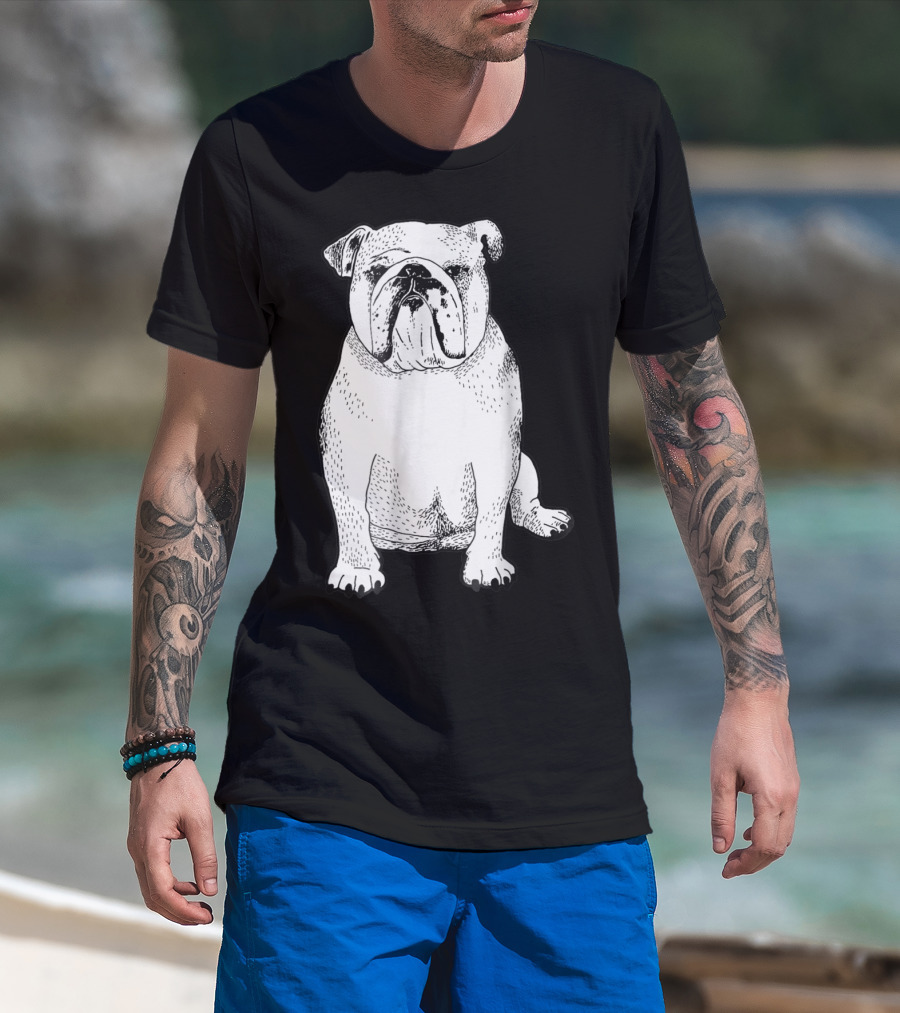 English Bulldog Dog Lover Owner Art Sketch T-Shirt