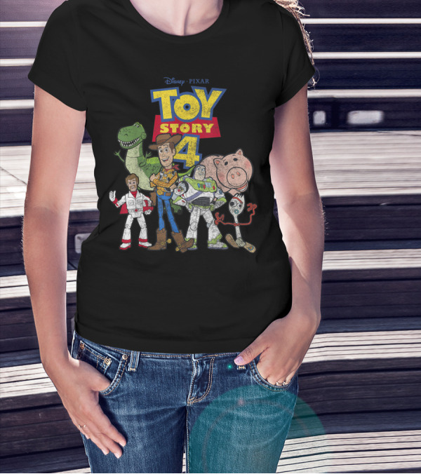 Disney Pixar Toy Story 4 Woody Buzz Rex Hamm Forky Duke Caboom T-Shirt