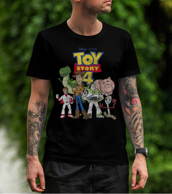 Disney Pixar Toy Story 4 Woody Buzz Rex Hamm Forky Duke Caboom T-Shirt
